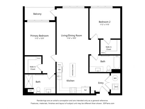 a floor plan of a unit with a bedroom and a living room